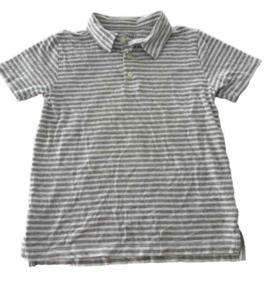 Camisa Polo Crewcuts Manga Corta Rayas Niños Talla 8 Gris 100% Algodón Suave Foto 1 de 4