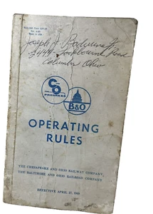 C&O and B&O Railroad Operating Rules 1969 cdt-29 vintage handbook J. Badwina Jr - Picture 1 of 8