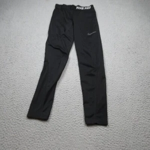 Nike Pro Pants Boys Large Black Compression Leggings Gym Activewear Pull On - Picture 1 of 8