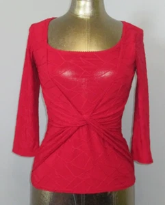 Wrapper Red Draped Blouse Womens Size M Chest 30 Textured 3/4 Sleeve 315-29747 - Picture 1 of 7