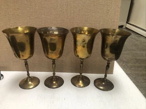 Set 4 calici vintage in ottone massiccio regali di distinzione importati Maurice Duchin - Foto 1 di 8