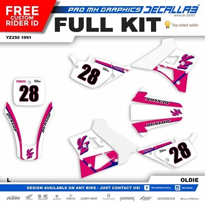 YAMAHA YZ 250 1991 MX Kit Pegatinas Gráficas Duraderas BLANCO/CROMO/HOLOGRÁFICO Foto 1 de 4