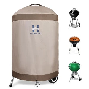 Round Barbecue Cover 21 Inch Small Smoker Cover Heavy Duty Waterproof Outdoor Gr - Picture 1 of 7