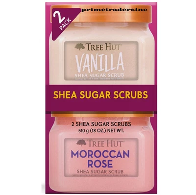 Tree Hut Vanilla and Moroccan Rose Shea Sugar Scrub 2-Pack Set, 18 oz - Image 1 of 4