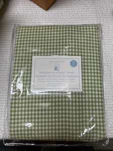 POTTERY BARN KIDS Green White Gingham Blackout Panel Curtain NIP 44 X 63 - Picture 1 of 2