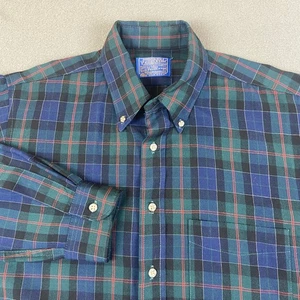 Pendleton Shirt Mens Large Blue Macphedran Tartan Plaid Wool Button Down - Picture 1 of 9
