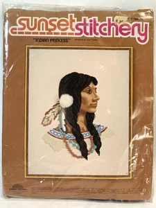 Sunset Counted Tapestry Embroidery Kit 3003 INDIAN PRINCESS Vintage MCM - Picture 1 of 5