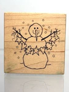 Muñeco de nieve popular PSX 1999 invierno Navidad artesanía madera sello de goma EE. UU. E1809 - Imagen 1 de 7