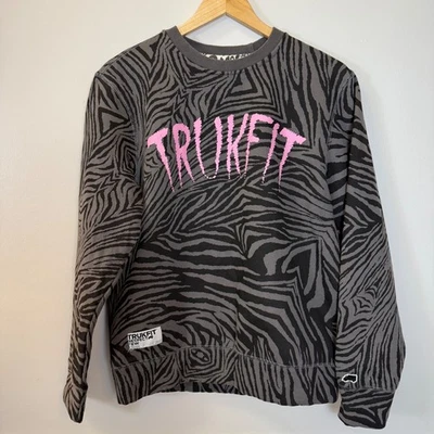 Sudadera TRUKFIT Mujer Mediana Estampado Cebra Cuello Redondo Gris Rosa Gráfico Popover Foto 1 de 4