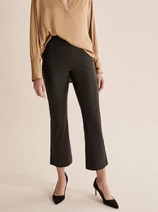 Women's size 8 'COUNTRY ROAD' Gorgeous black genuine leather crop flare pants - Picture 1 of 7