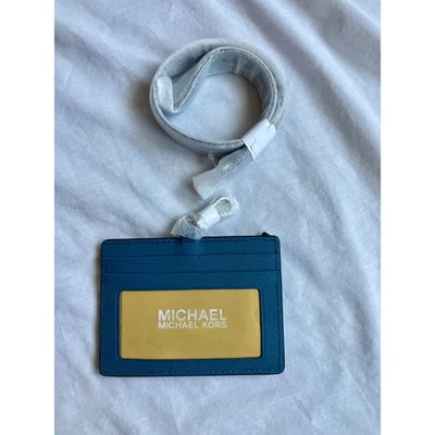 Michael Kors Jet Set Viaje Cuero Verde Azulado EW Estuche para Tarjetas ID Cordón Nuevo con Etiquetas Foto 1 de 4