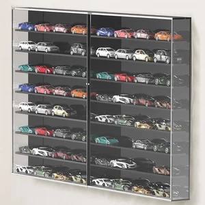 Car Display Case 64 Pcs Acrylic & Black Wheels Matchbox Model 1/64 Diecast Rack - Picture 1 of 17