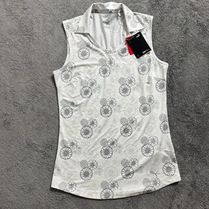 Puma Damen S Tennis Pickleball Shirt Blossom Ärmellos Golf Polo Neu mit Etikett Weiß - Bild 1 von 5