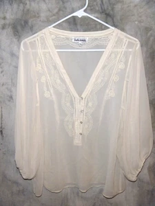 GORGEOUS LADY DUTCH HIGH SOCIETY EMBROIDERED SHEER TOP BLOUSE SIZE MEDIUM .  WOW - Picture 1 of 5