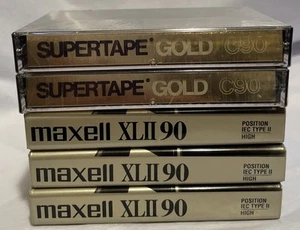 Realistic Supertape Gold & Maxell XLII Cassette Tapes 90 Minute Sealed Unused - Picture 1 of 4