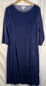 Coldwater Creek Midikleid blau Stretch Samt 3/4 Arm Petite XL zeitlos - Bild 1 von 6
