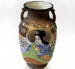 "Florero Satsuma Moriage Ware con la emperatriz pintado a mano 5"" X 2,5"" vintage" - Imagen 1 de 9