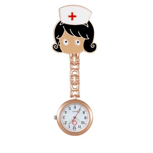 Cute Cartoon Nurse Watch Clip-on Lapel Hanging Badge Quartz Fob Pocket Watch - Picture 1 of 6