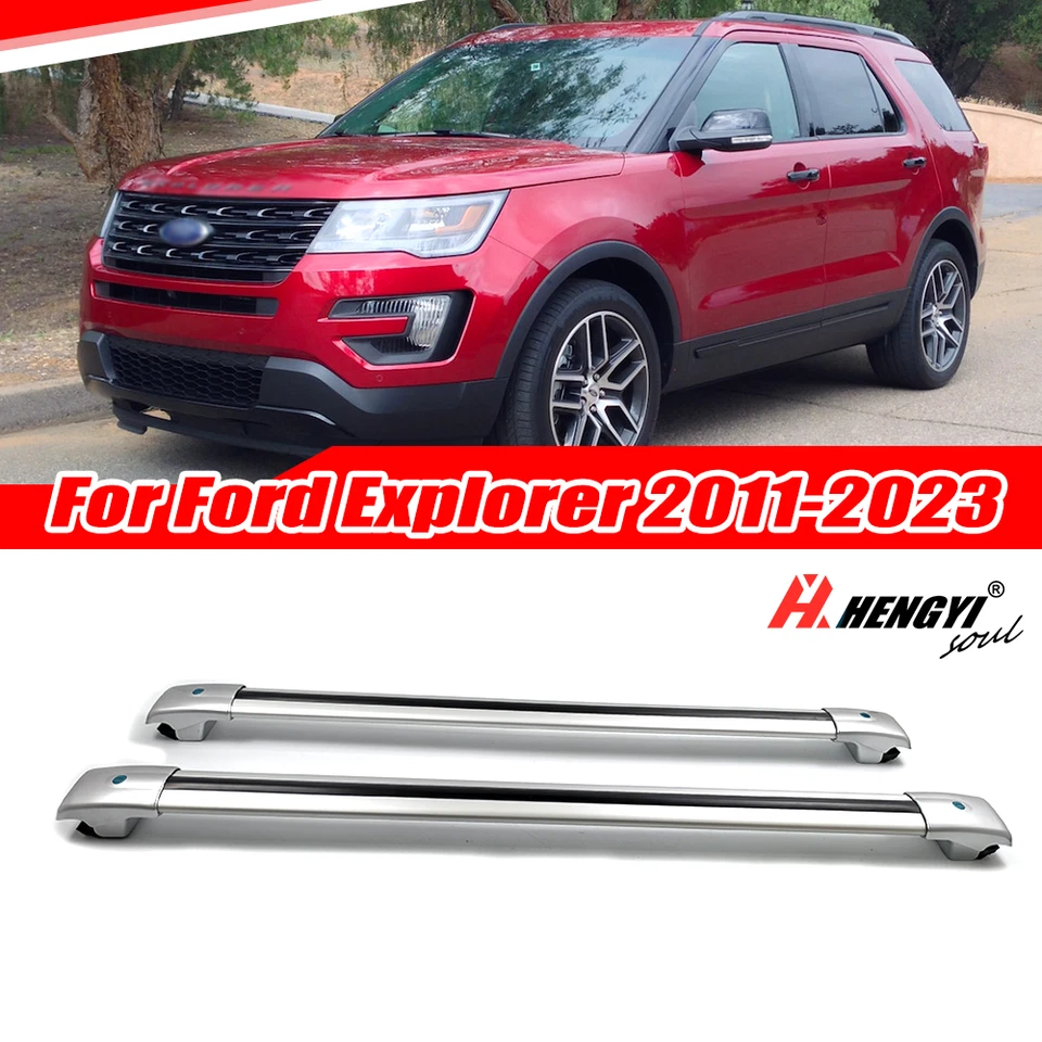 Portaequipajes barras transversales de techo negro aluminio para Ford Explorer 2011-2023 Foto 1 de 4