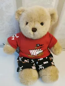 Build A Bear Plush Pirate with Skull Crossbones Red Black Bones Clothes Outfit - Picture 1 of 17