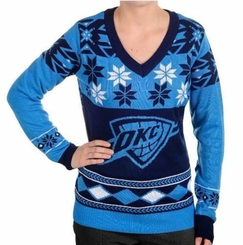 Oklahoma City Thunder Womens Sweater Size Medium Klew Ugly Christmas Holiday New Cover