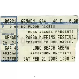 Boleto de concierto MAD PROFESSOR LONG BEACH CA 21/02/09 BOB MARLEY FEST raro - Imagen 1 de 2