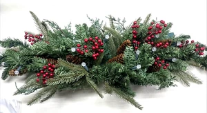 36" Pine & Berry Mantle Swag LED Bethlehem Lights Indoor/Outdoor Timer, Twinkle - Picture 1 of 5