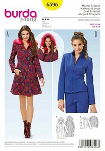 Abrigos de piel Burda 6596 Misses chaquetas abrigo abrigo chaqueta patrón de costura talla 6-18 - Imagen 1 de 5