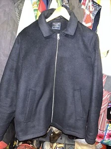 Abercrombie Fitch Wool Blend Coat Jacket Mens Black Medium Zip-up - Picture 1 of 6