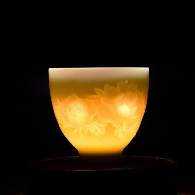 taza popular en China hecha a mano tallada porcelana taza de té sombra taza de té regalo  Foto 1 de 4