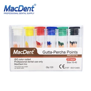 60/120 Pc MacDent Dental Gutta Percha Points Endo.02/.04/.06 Taper 15#-80# - Picture 1 of 21