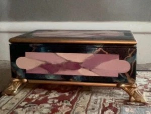Decorative Footed Vintage Marble Coated Box. Multicolor. 13 x 9 - Picture 1 of 6