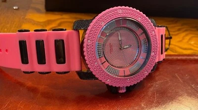 Women's 55mm Ice Nation Watch, SF1030, Black Metal Case, Pink Bezel and Resin Ba - Image 1 of 3