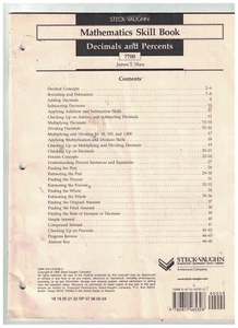 Steck Vaughn Mathematics Skill Books TEST Decimals And Percent by James P. Shea - Picture 1 of 1