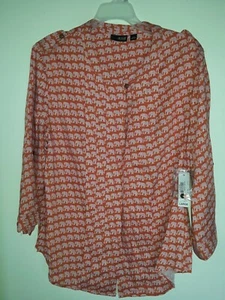 a.n.a. Blusa túnica mujer naranja estampado elefante manga larga talla grande NUEVA - Imagen 1 de 3