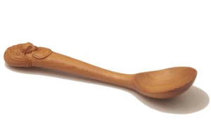 CQ073: Tallado a mano de tejo chino de 14,6 cm de largo - Cuchara de café cuchara de té de murciélago - Imagen 1 de 4