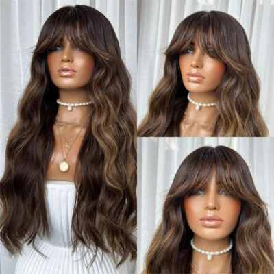 Perucas 100% cabelo humano marrom com mel loiro destaques peruca renda frente 13x4  - Imagem 1 de 4