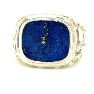 Men's 14K White Gold Lapis Lazuli Nugget Style Ring Size 9  13g - Picture 1 of 7