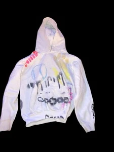 Youth Gildan Hoodie Size M White Graffiti Lab Studio - Picture 1 of 5