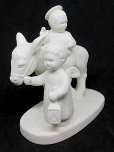 Goebel W Deutschland weißer Biskus Porzellan Engel führend Baby Jesus auf Esel HX334 - Bild 1 von 9