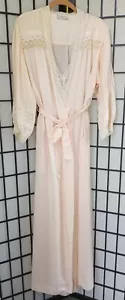 VINTAGE CHRISTIAN DIOR LONG SATIN ROBE LACE Night Gown HOLLYWOOD GLAM - Picture 1 of 8