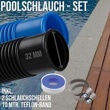Schwimmbadschlauch Pool Solar Saug Teich Schlauch 32 mm blau / schwarz - SET