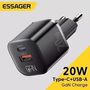 Cargador Rápido Para USB iPhone iPad Adaptador Dual 20W Tipo C 16 15 14 Pro Max - Imagen 1 de 10
