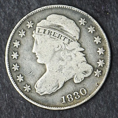 1830 "Large 10C"  Capped Bust Silver Dime 10C - COINGIANTS - - Image 1 of 2
