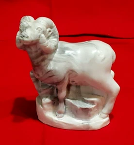 Pearlite Marblecraft handgeschnitzter Marmorwidder Bergziege Figur Kanada 5,5 Zoll - Bild 1 von 12