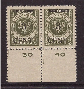 Memel, Mi-Nr. 179 PF I, postfrisch, Unterrand Paar, geprüft (20743) - Bild 1 von 1