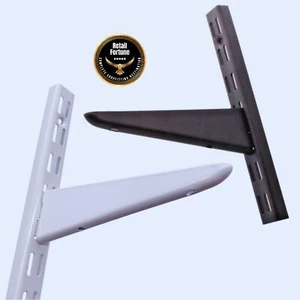Twin Slot Shelving Wall Upright Bracket Support WHITE BLACK Adjustable shelf - Picture 1 of 24