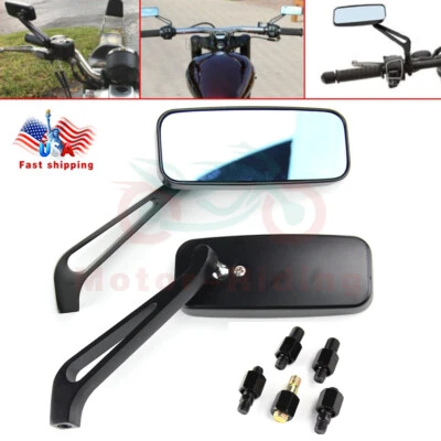 MOTORCYCLE 8/10MM RECTANGLE REARVIEW MIRRORS FOR HONDA SUZUKI KAWASAKI YAMAHA - Image 1 of 4