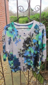 CYNTHIA ROWLEY CARDIGAN 100% linen lovely smudgy green blue grey floral XL bnwt - Picture 1 of 4