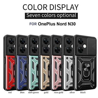 For OnePlus Nord N30, Hybrid Armor Slide Lens Camera Cover Ring Holder Case - Image 1 of 4